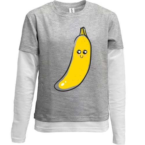 Комбинированный детский лонгслив, серый, Cute Banana