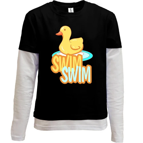 Комбинированный детский лонгслив, черный, Swim Swim