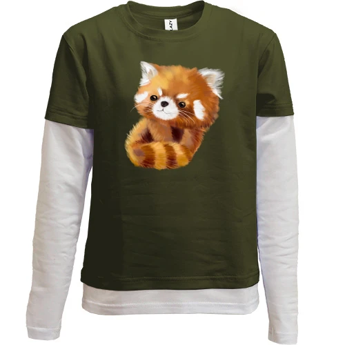 Комбинированный детский лонгслив, хаки, Ailurus fulgens, а не лиса