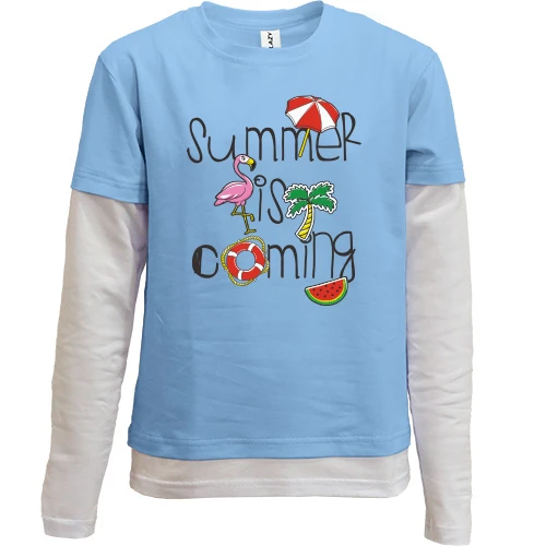 Комбинированный детский лонгслив, Синий, Summer is Coming