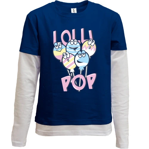 Комбінований дитячий лонгслів, синій, Funny Lolly Pop