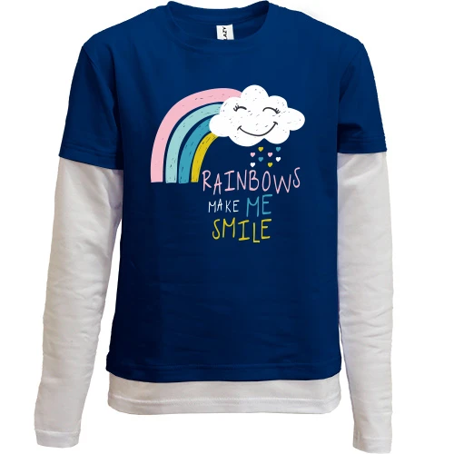 Комбинированный детский лонгслив Rainbows make me Smile