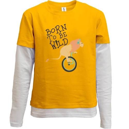 Комбинированный детский лонгслив, желтый, Born to be W!ld