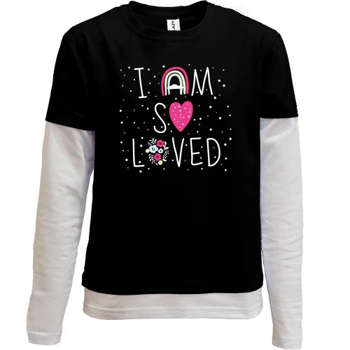 Комбинированный детский лонгслив I am so Loved