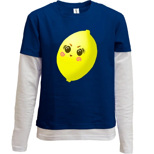 Комбинированный детский лонгслив, синий, Crazy Lemon