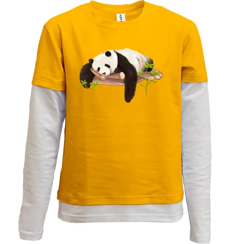 Комбинированный детский лонгслив, желтый, Sleepy Panda