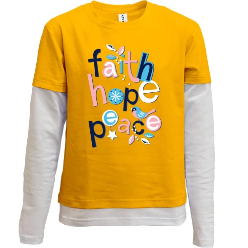 Комбинированный детский лонгслив Faith Hope Peace
