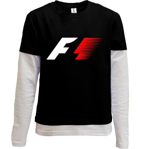 Комбинированный детский лонгслив, черный, Formula F-1