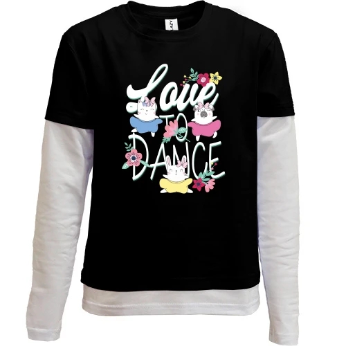 Комбінований дитячий лонгслів Love to Dance