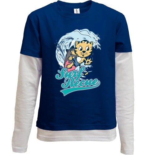 Комбинированный детский лонгслив, синий, Surf Recue
