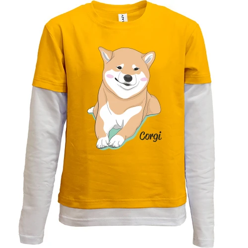 Комбинированный детский лонгслив, желтый, Corgi