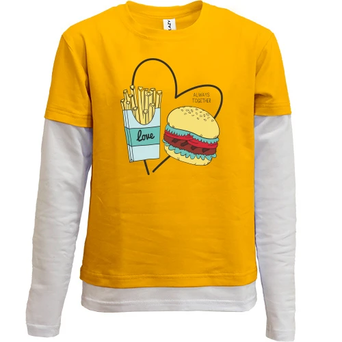 Комбинированный детский лонгслив Love fast food