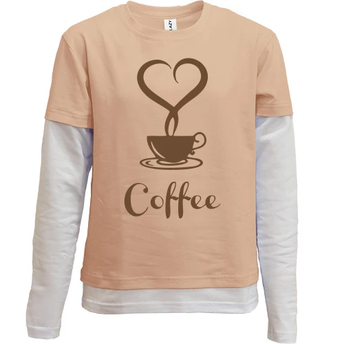 Комбинированный детский лонгслив, желтый, Coffee Love