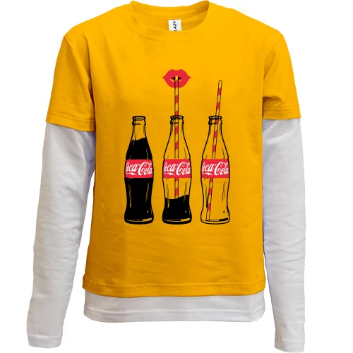 Комбинированный детский лонгслив, желтый, 3 Coca Cola