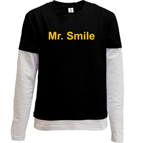 Комбинированный детский лонгслив, Черный, Mr. Smile