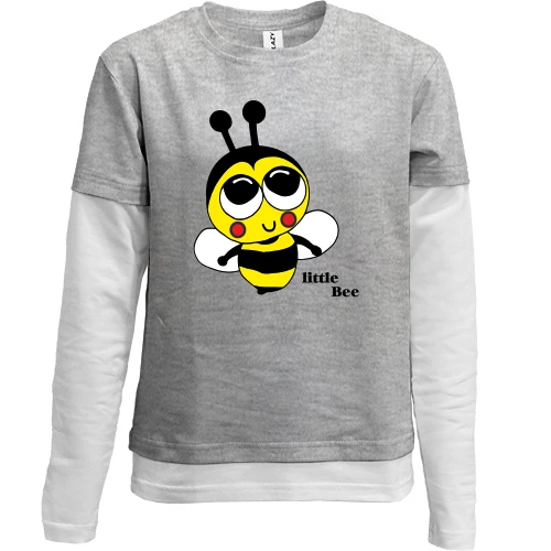Комбинированный детский лонгслив, серый, Little Bee