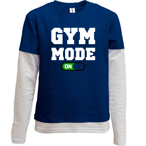 Комбинированный детский лонгслив, синий, Gym Mode On