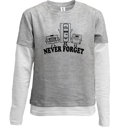 Комбинированный детский лонгслив, серый, Never forget