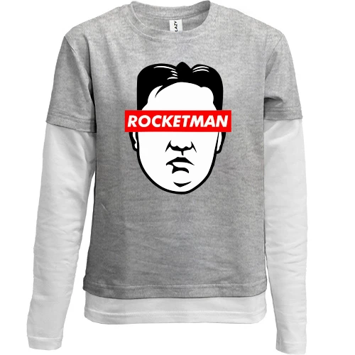 Комбінований дитячий лонгслів, Сірий, Rocketman