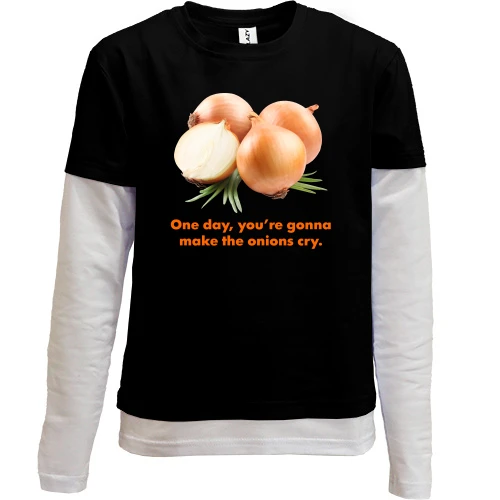 Комбинированный детский лонгслив One day, you're gonnamake the onions cry.