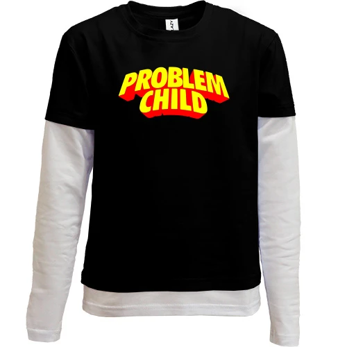 Комбинированный детский лонгслив, Черный, Problem Child
