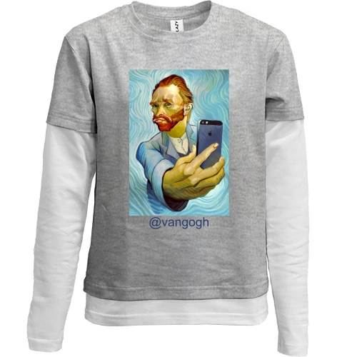 Комбинированный детский лонгслив, Серый, @vangogh селфи