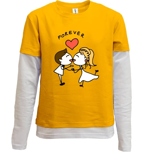 Комбинированный детский лонгслив, желтый, Kissing Couple Forever