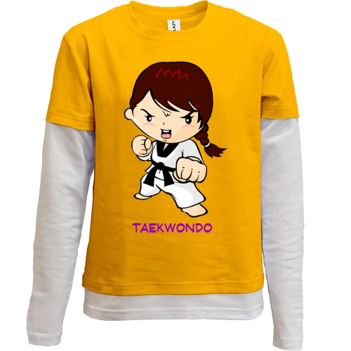 Комбинированный детский лонгслив, желтый, Taekwondo 2