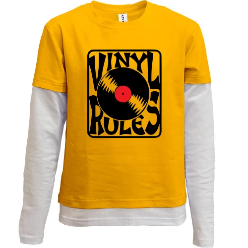 Комбинированный детский лонгслив, Синий, Vinyl Rules