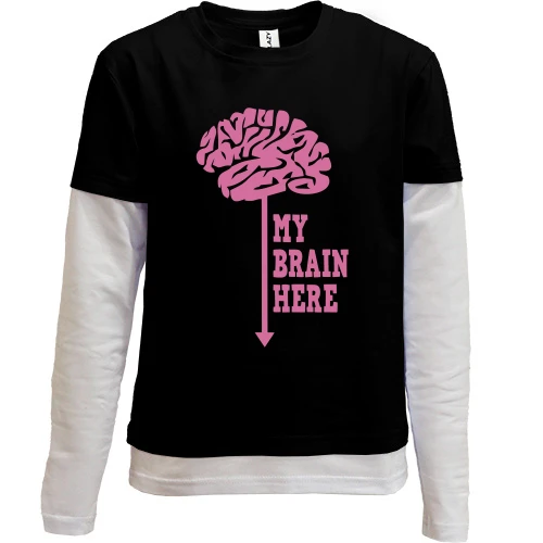 Комбинированный детский лонгслив My brain here