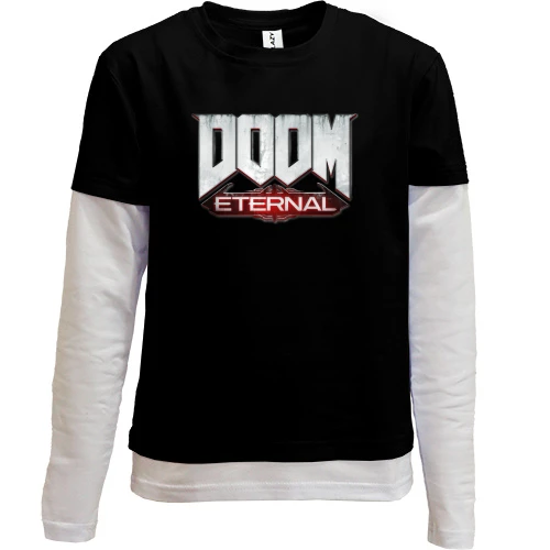 Комбинированный детский лонгслив, черный, Doom Eternal