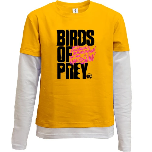 Комбинированный детский лонгслив, желтый, Birds of Prey DC