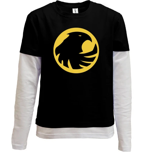 Комбінований дитячий лонгслів, Чорний, Birds of Prey emblem