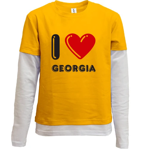 Комбинированный детский лонгслив, желтый, I love Georgia