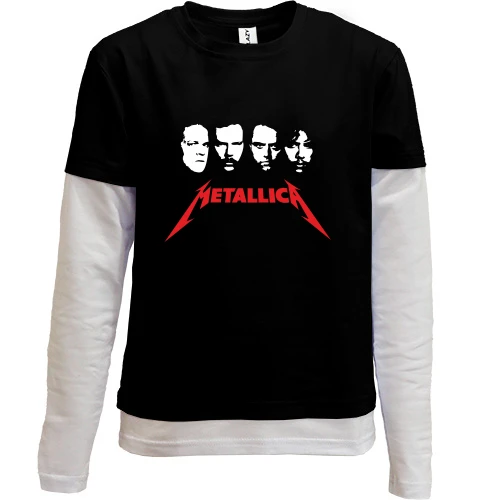 Комбинированный детский лонгслив, черный, Metallica (Лица)
