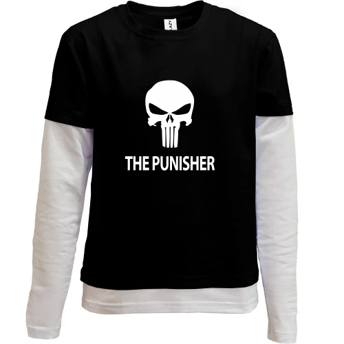 Комбинированный детский лонгслив, синий, Punisher