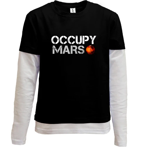 Комбинированный детский лонгслив, черный, Occupy Mars