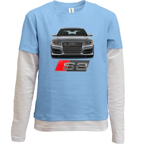 Комбинированный детский лонгслив, синий, Audi S8