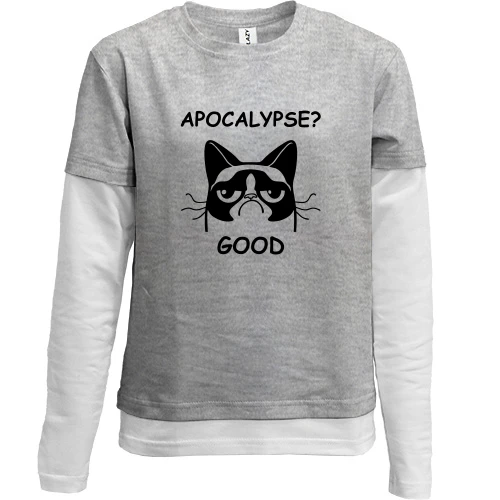 Комбинированный детский лонгслив, Серый, Apocalypse? Good.