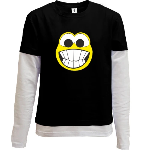 Комбінований дитячий лонгслів, чорний, Crazy smile