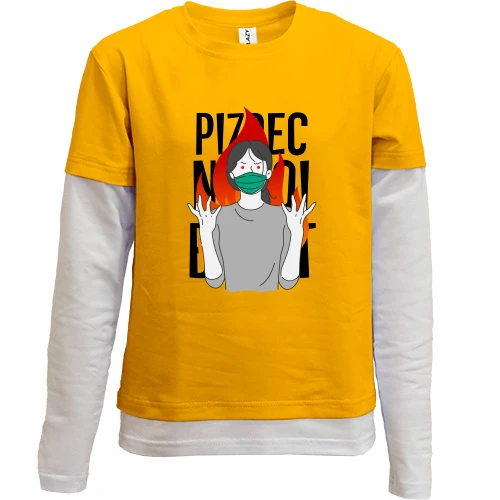 Комбінований дитячий лонгслів, Синій, PIZDEC
