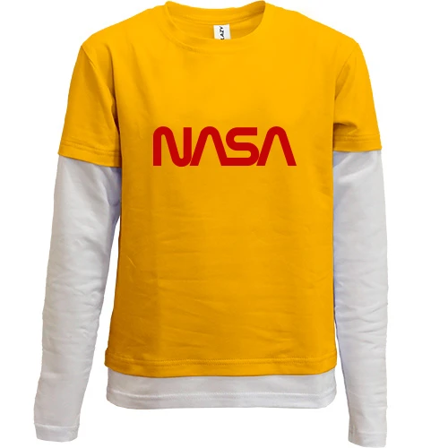 Комбинированный детский лонгслив, желтый, NASA Worm logo
