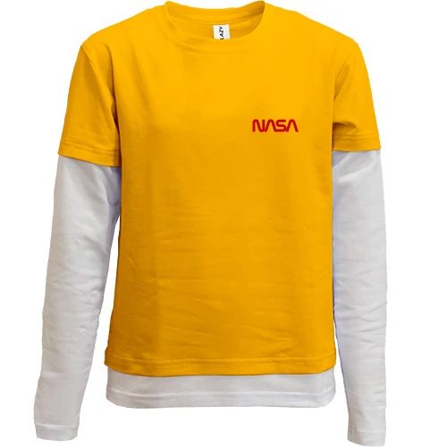 Комбинированный детский лонгслив, желтый, NASA Worm logo mini