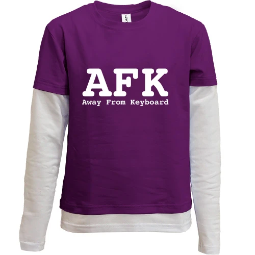Комбинированный детский лонгслив с надписью «AFK Away From Keyboard»
