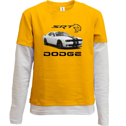 Комбинированный детский лонгслив, желтый, Dodge challenger srt