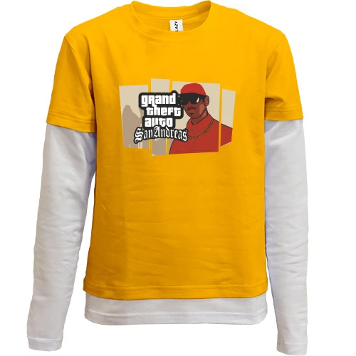 Комбинированный детский лонгслив, желтый, Grand Theft Auto San Andreas