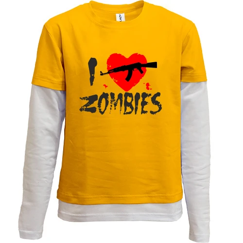 Комбинированный детский лонгслив I love zombies