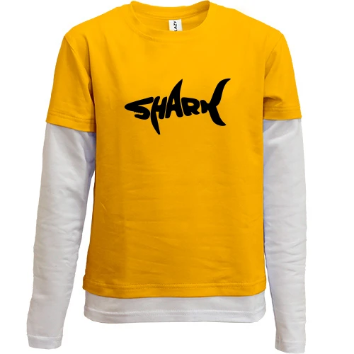 Комбинированный детский лонгслив, синий, Shark word