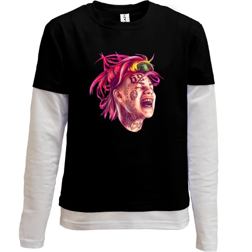 Комбинированный детский лонгслив Tekashi with rainbow teeth