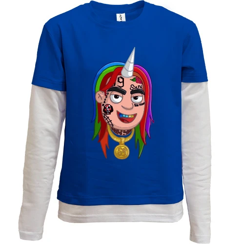 Комбінований дитячий лонгслів, Синій, Tekashi unicorn